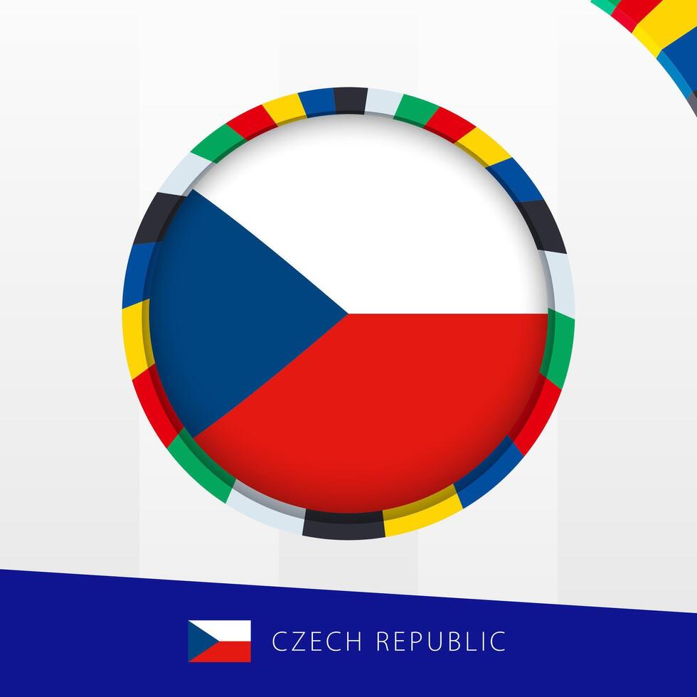 Czech Republic Flag with Colorful Circle Border. vector