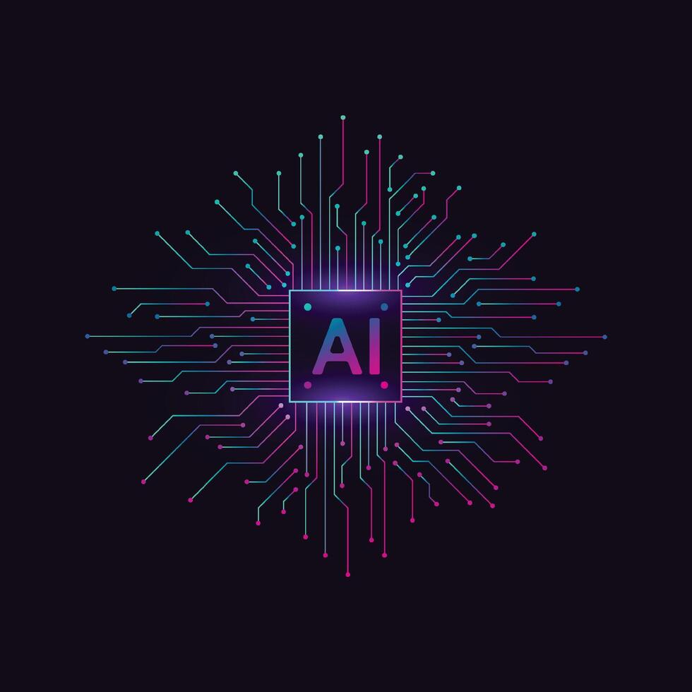 Artificial intelligence circuit line style. Machine learning design. Smart network digital technology vector