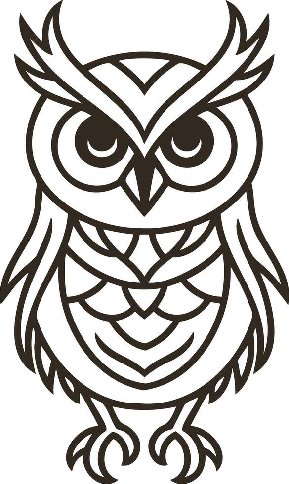 Doodle owl icon Animal art Coloring page book Sketch vector