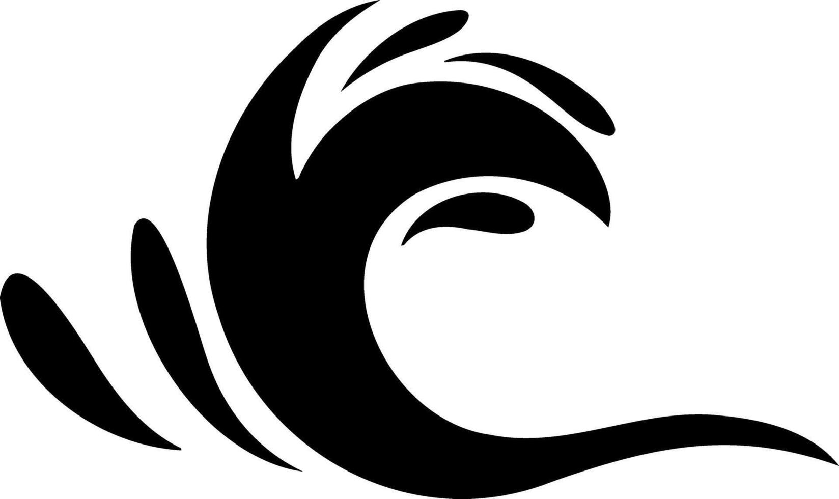 Doodle water wave clipart Hand drawn art. Stencil vector