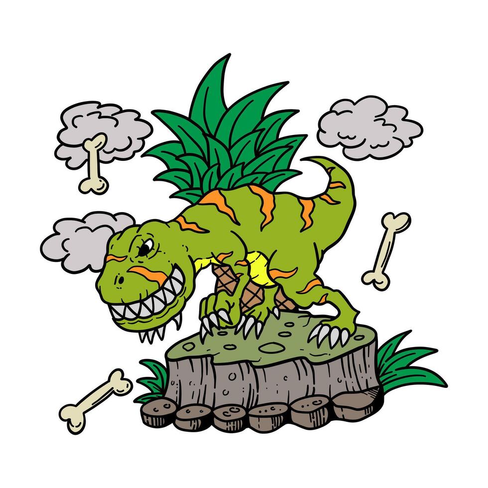 illustration graphic dino for design, template, mascot, character, etc vector