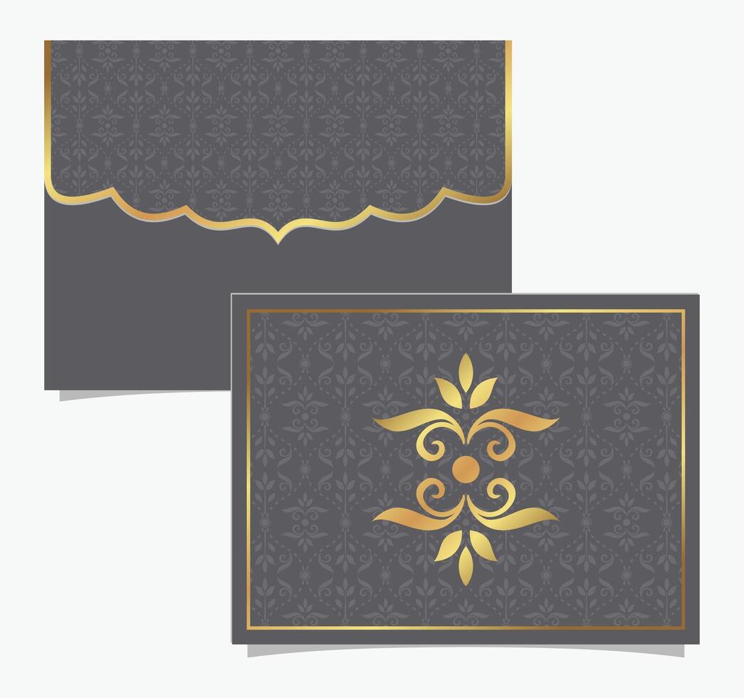 envelope and cover frame border wedding invitation floral motif pattern with elegant gold accents vector
