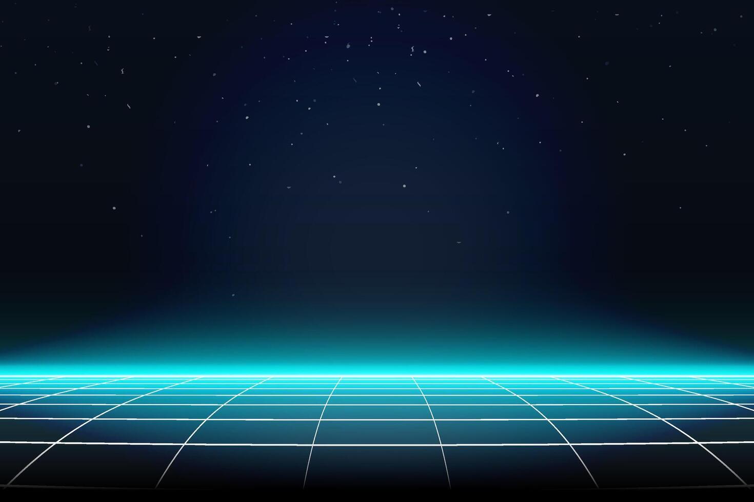 Turquoise neon color floor lines background. Perspective plane of abstract lines. Retro Futuristic style vector