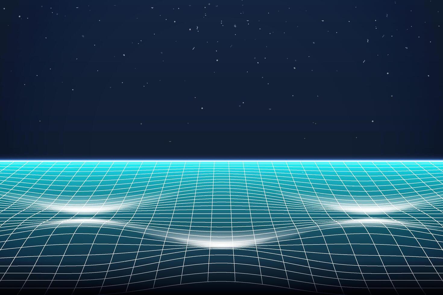 Turquoise neon color floor lines background. Perspective plane of abstract lines. Retro Futuristic style vector