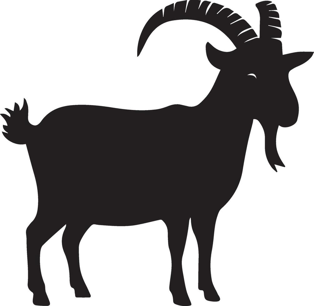 Cute goat silhouette art illustration, Goat animals, silhouette of a goat. vector