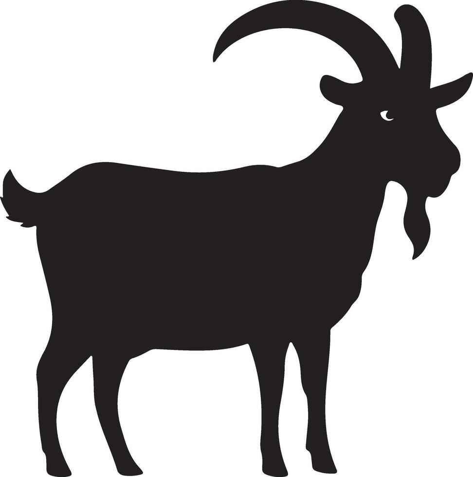 Cute goat silhouette art illustration, Goat animals, silhouette of a goat. vector
