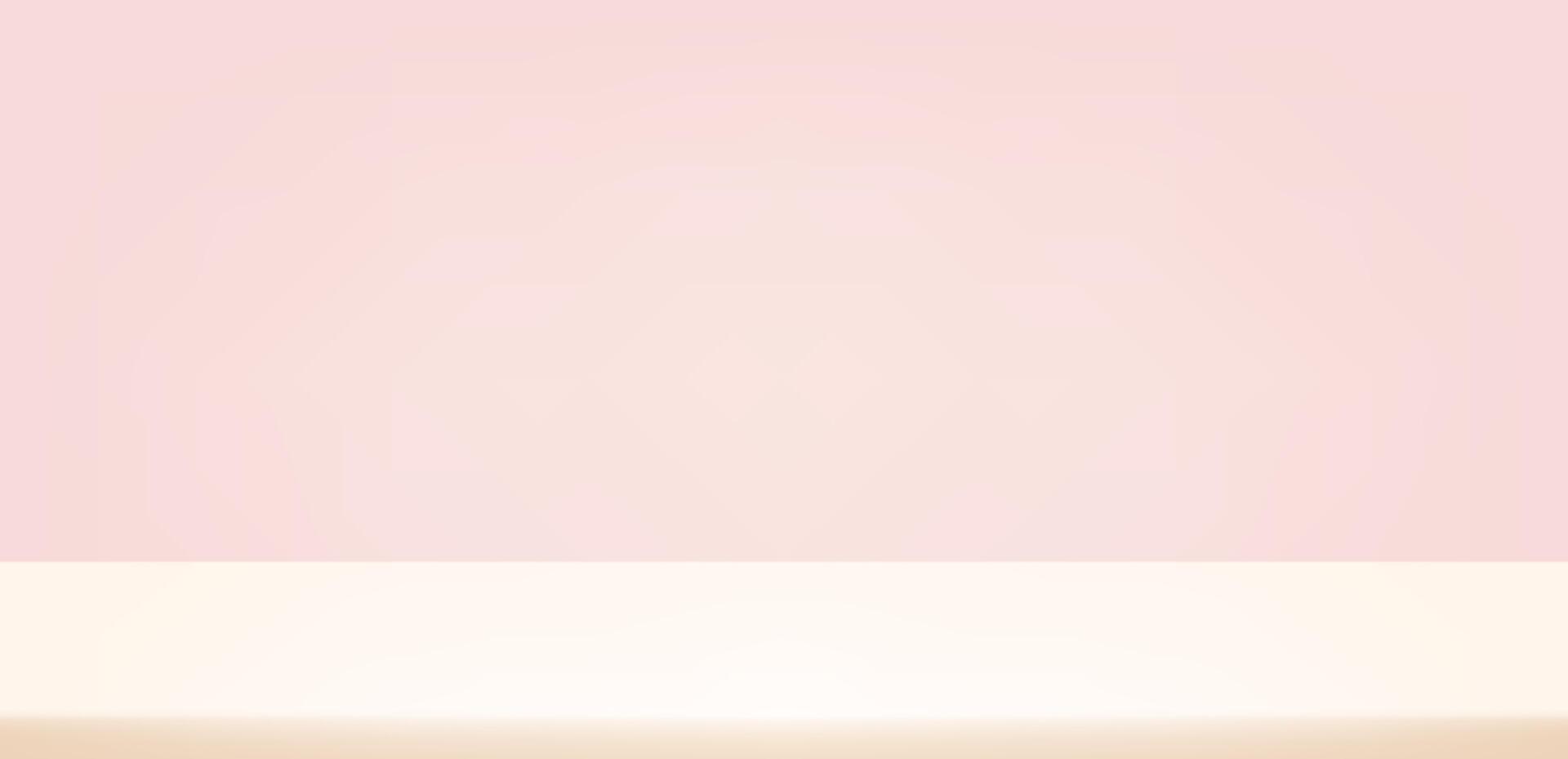Pastel pink and beige wall Background. Minimal 3d shelf. Room in the 3d. Space for selling products on the website. pink Background Empty Room Studio with table. illustration. vector