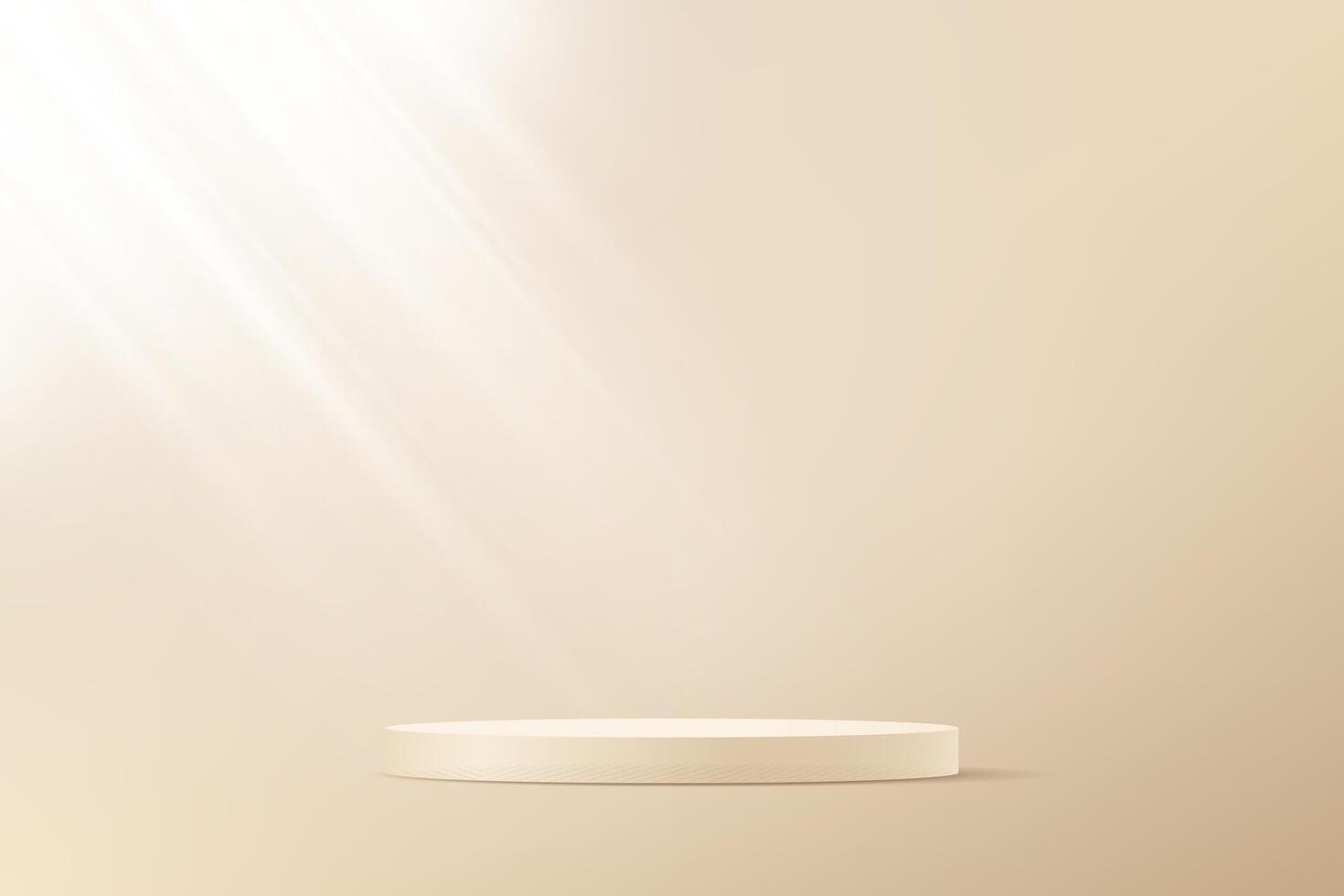 Beige studio room background. Beige background 3d with podium. Empty room with light effect. Space for selling products on the website. Business backdrop. stand for products. vector