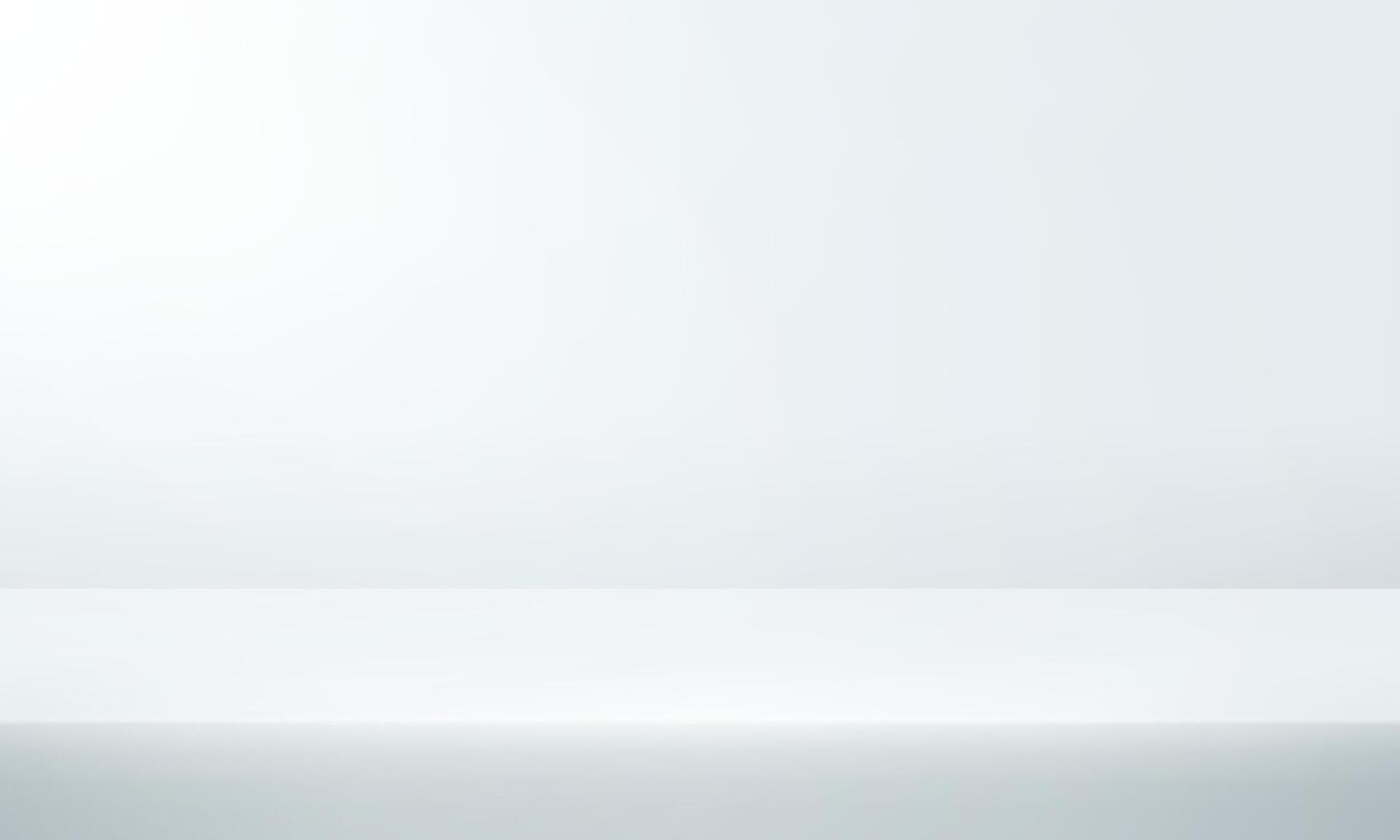 White and grey background. Minimal 3d shelf. Room in the 3d. Space for selling products on the website. White Background Empty Room Studio with table. illustration. vector