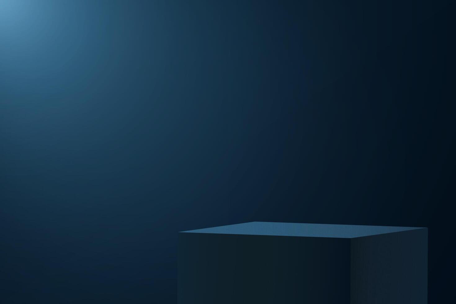 Blue navy studio room background. Dark blue background 3d with podium. Empty room with light effect. Space for selling products on the website. Business backdrop. illustration. vector