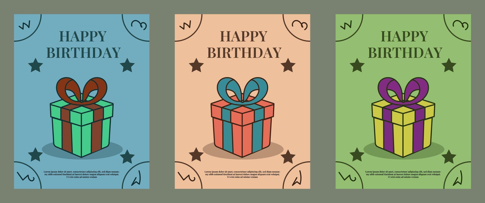 Happy birthday greeting cards, posters, flyers and abstract background with gift boxes . r illustration vector
