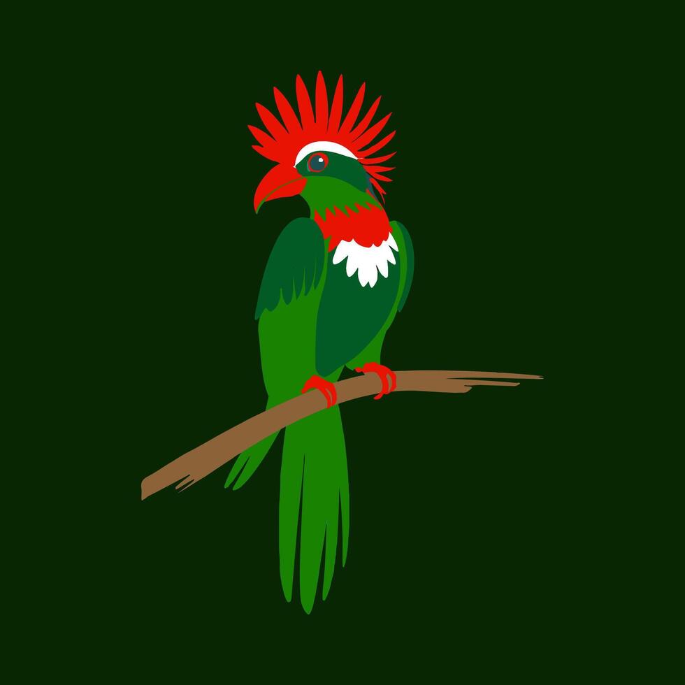 Parrot illustration flat style. Parrot on a branch. vector