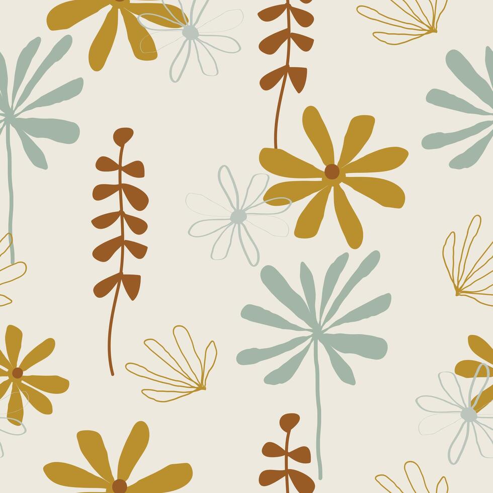Seamless cute flowers pattern background vector