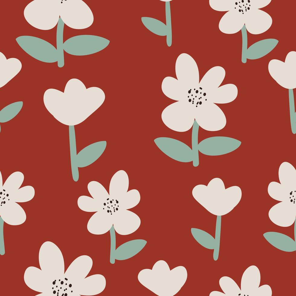 Seamless cute elegant abstract flowers pattern background vector