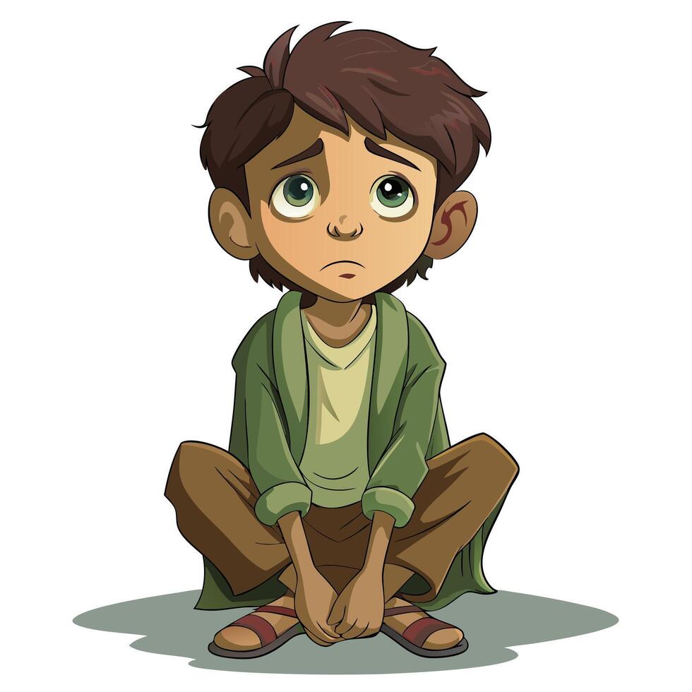 a poor street children, white background.eps vector