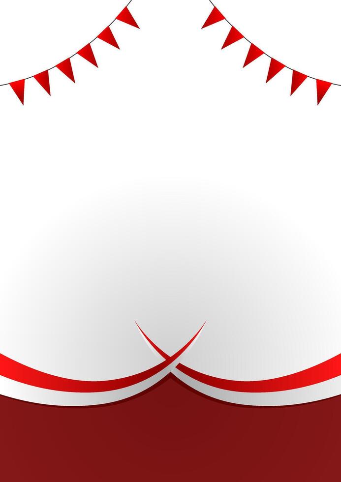 Indonesia Independence Day poster template background with copy space. Red and white Indonesian flag vertical template background vector