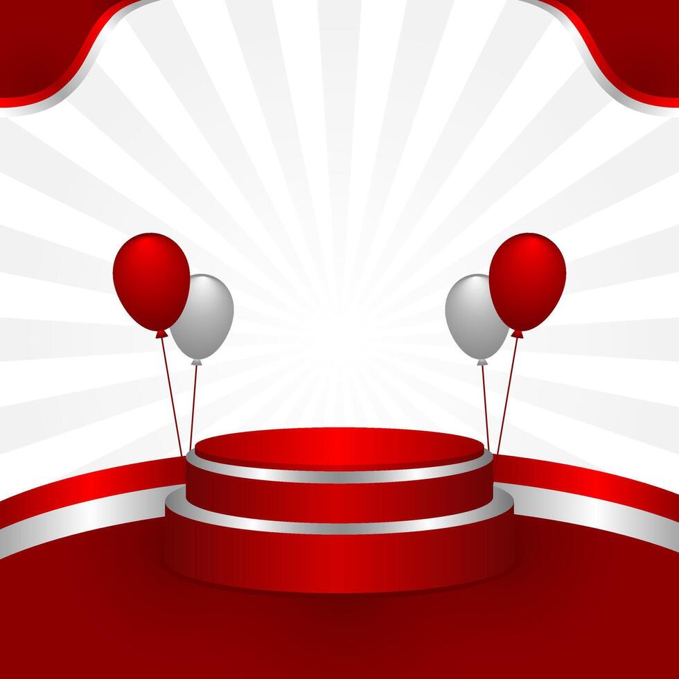 Indonesia Independence Day special sale template background with podium for displaying your product vector