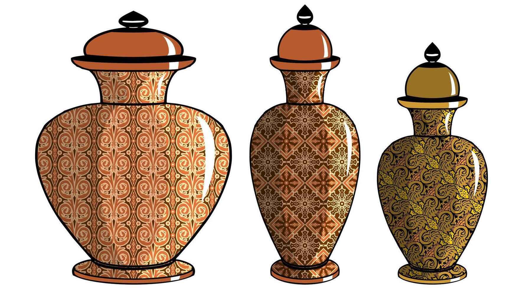 Javanese urn with batik motif vector