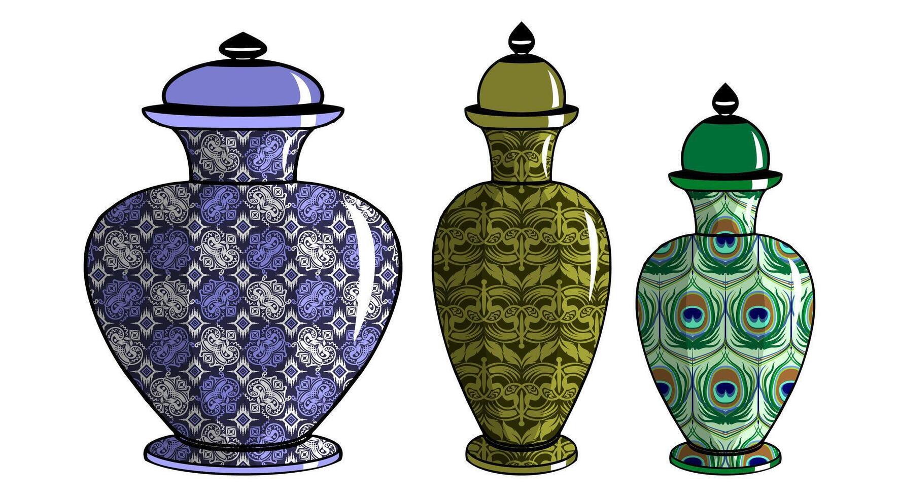 Javanese urn with batik motif vector