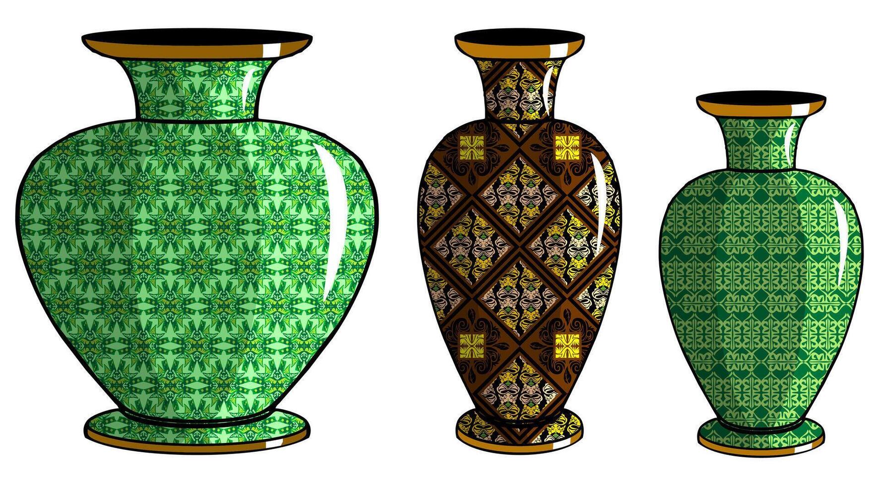 Javanese urn with batik motif vector