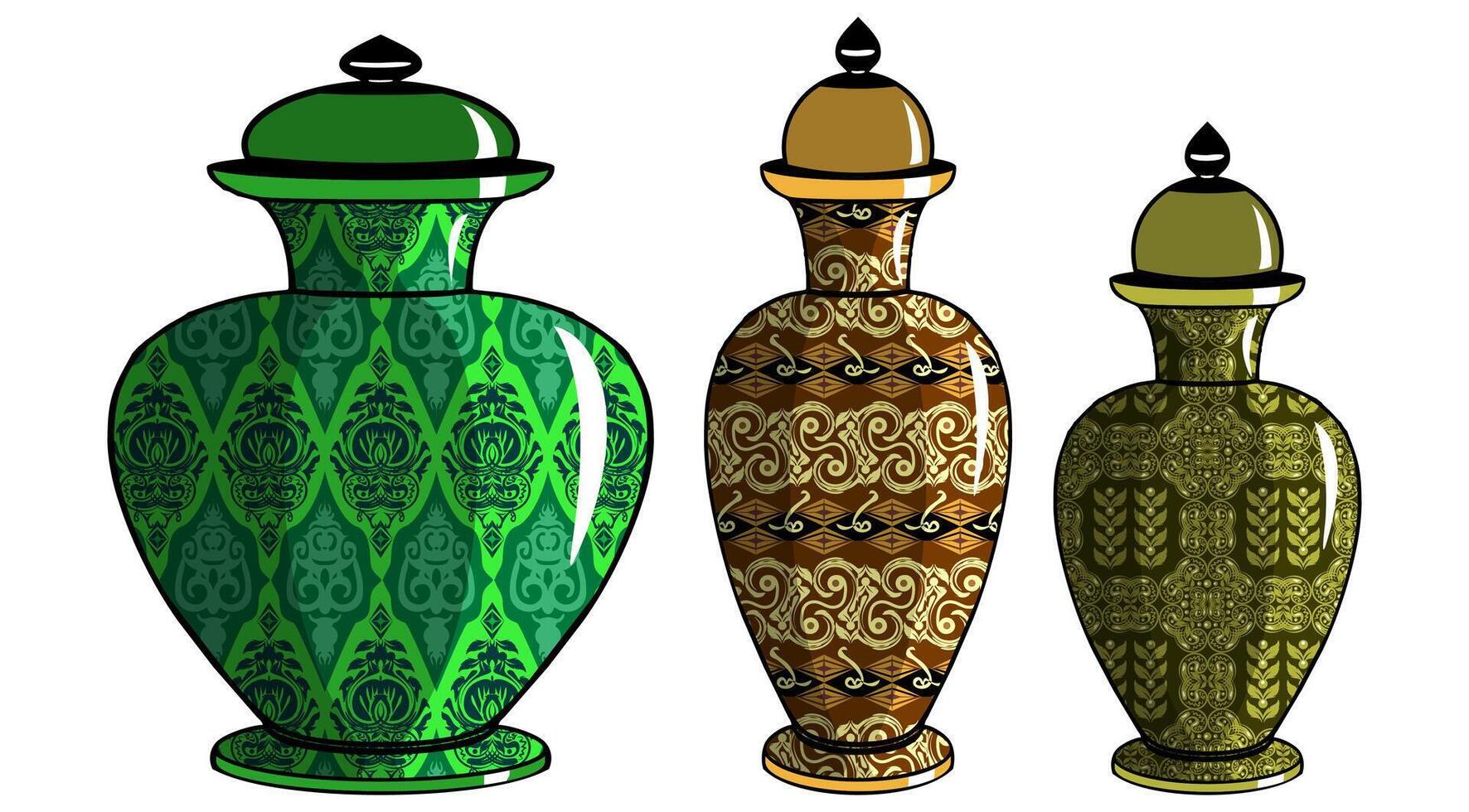 Javanese urn with batik motif vector