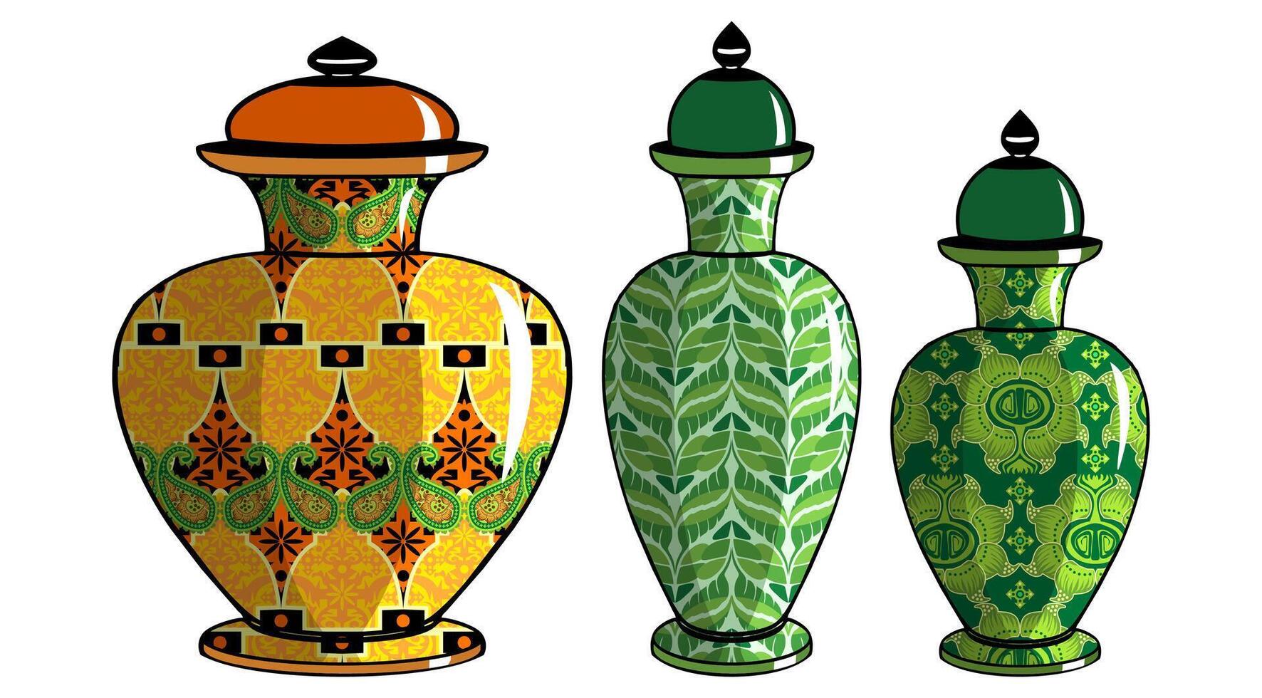 Javanese urn with batik motif vector