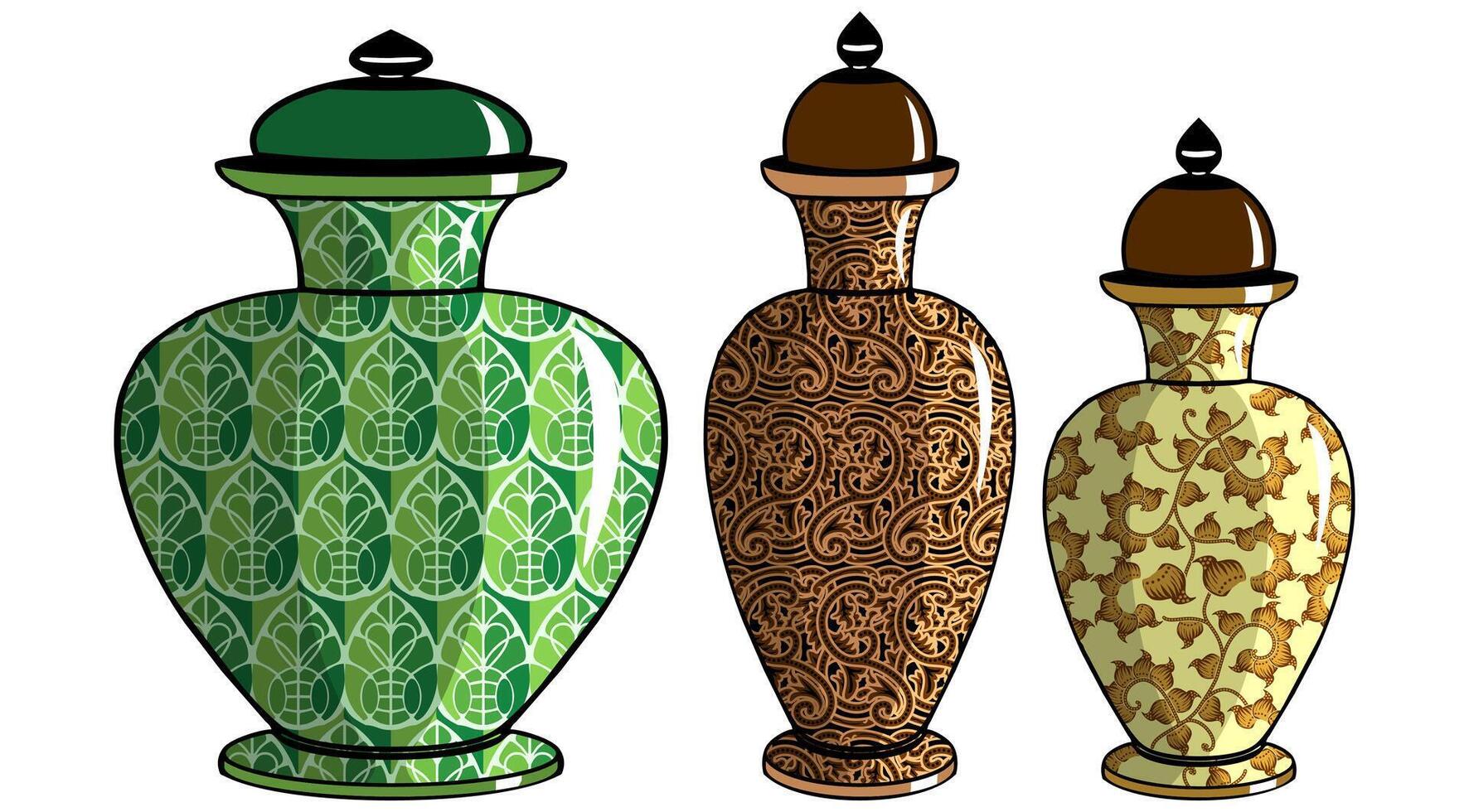 Javanese urn with batik motif vector