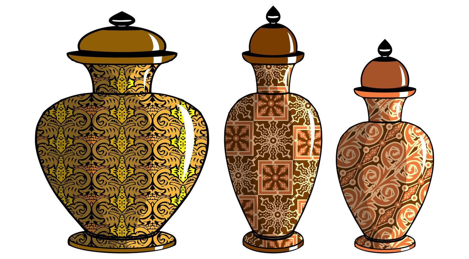 Javanese urn with batik motif vector