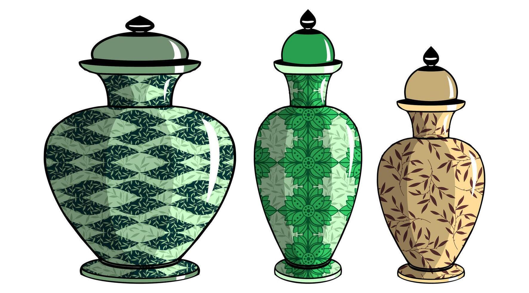 Javanese urn with batik motif vector