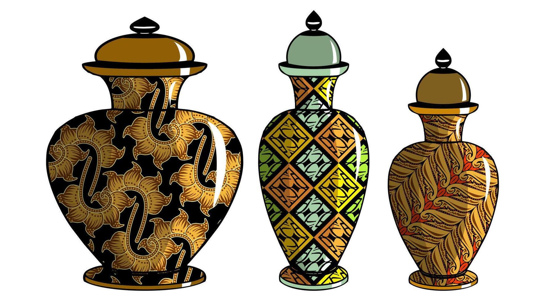 Javanese urn with batik motif vector