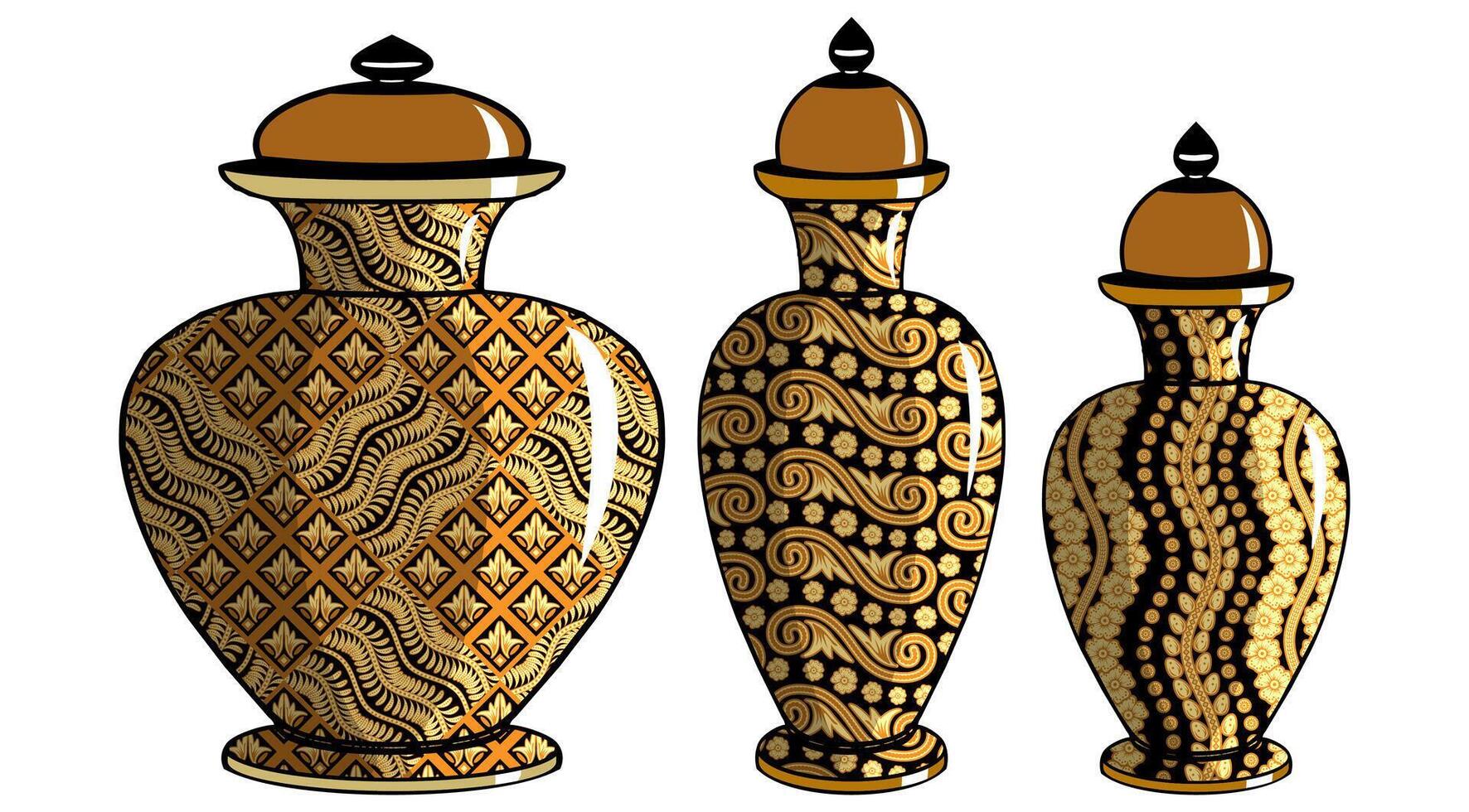 Javanese urn with batik motif vector