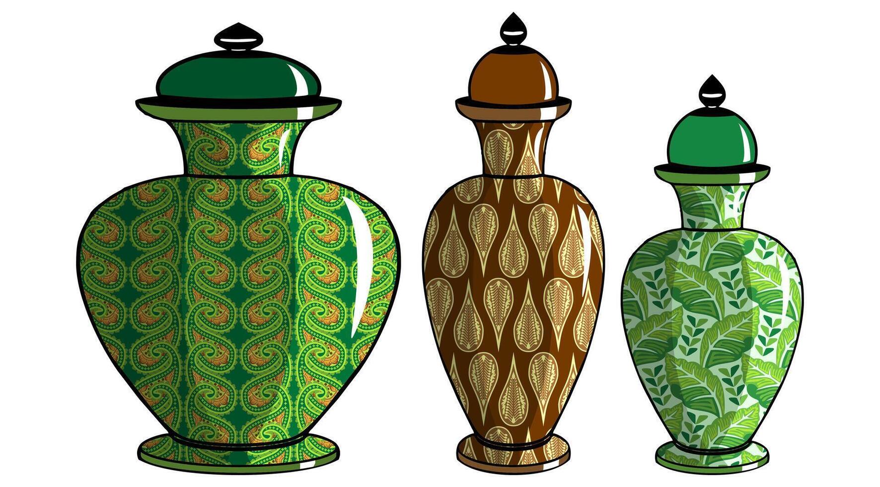 Javanese urn with batik motif vector