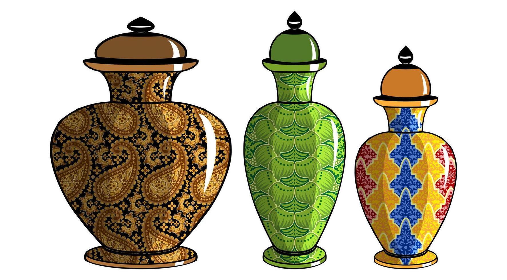 Javanese urn with batik motif vector