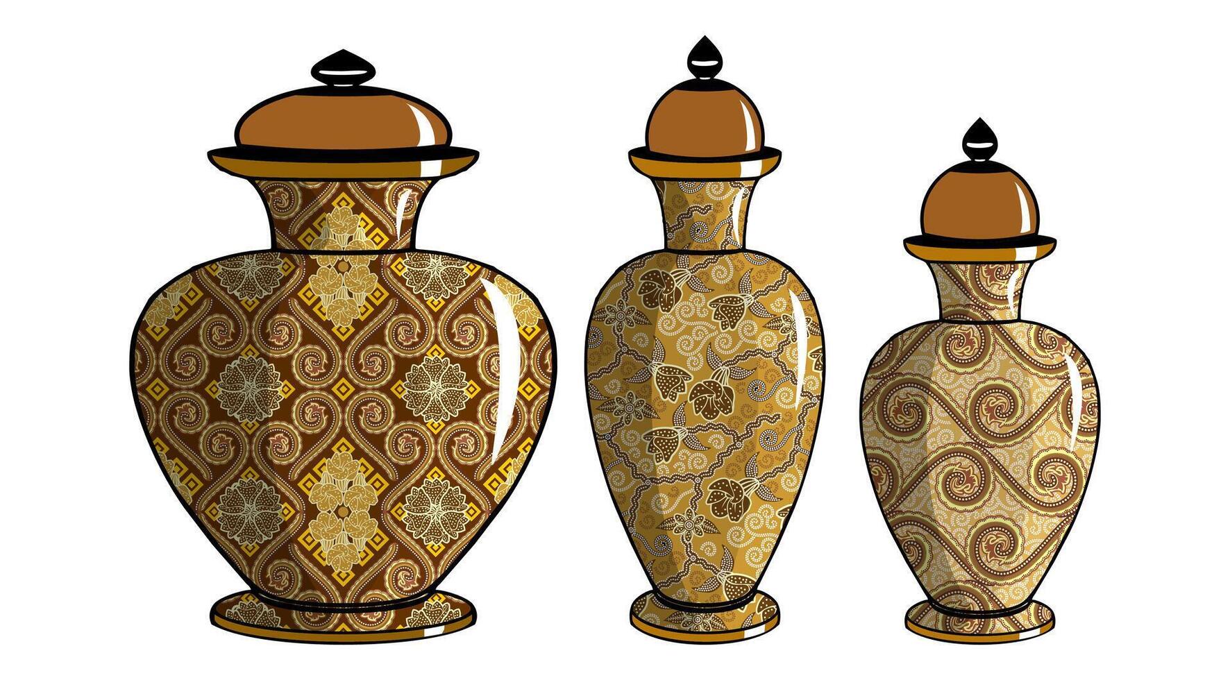 Javanese urn with batik motif vector