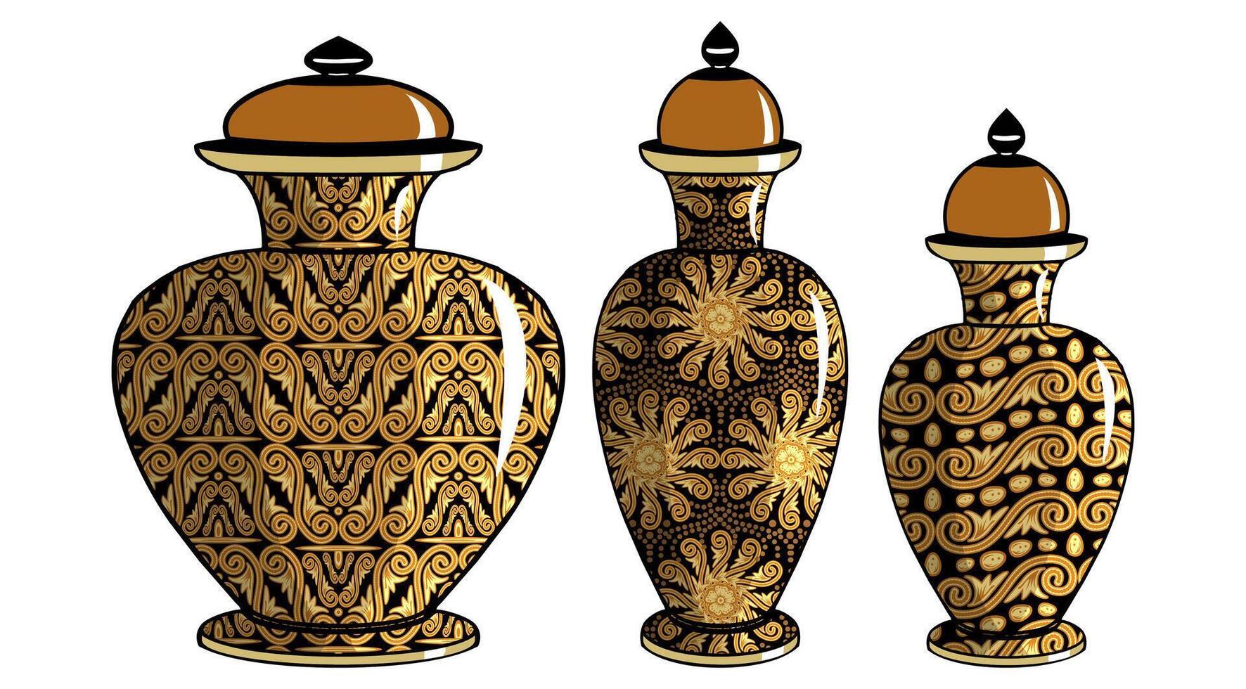 Javanese urn with batik motif vector
