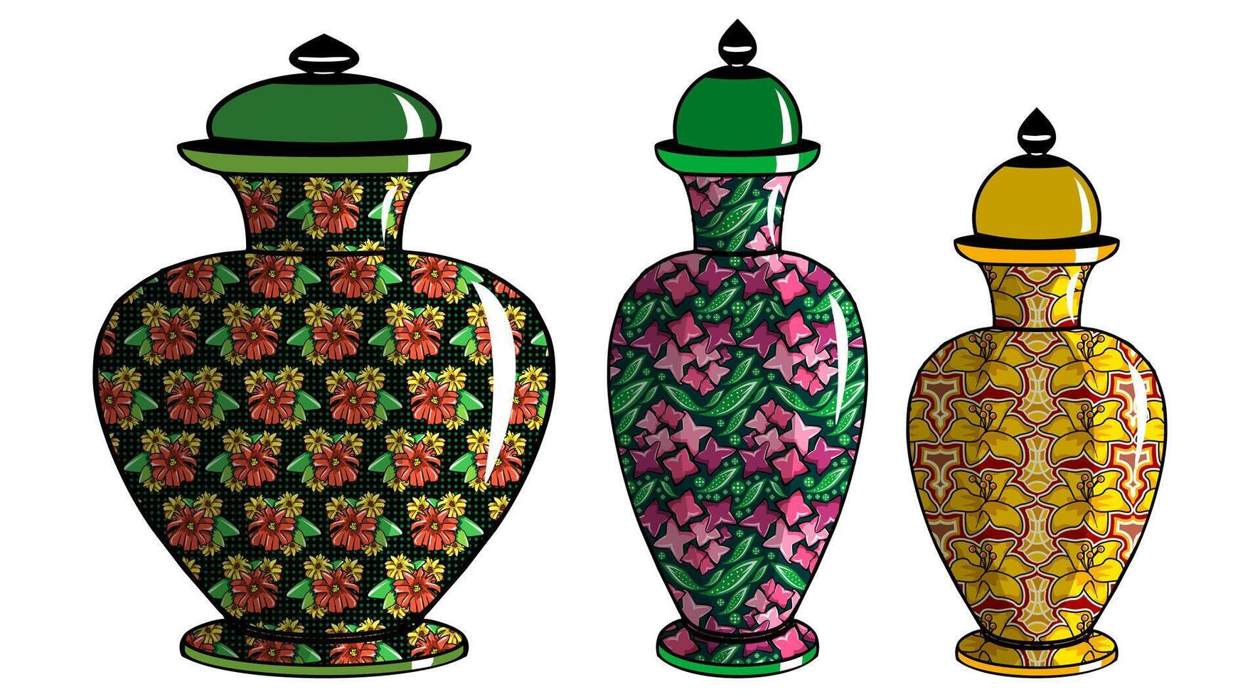 Javanese urn with batik motif vector