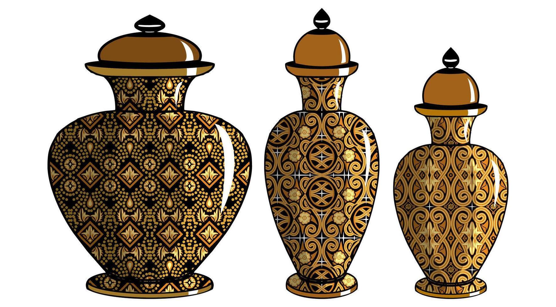 Javanese urn with batik motif vector