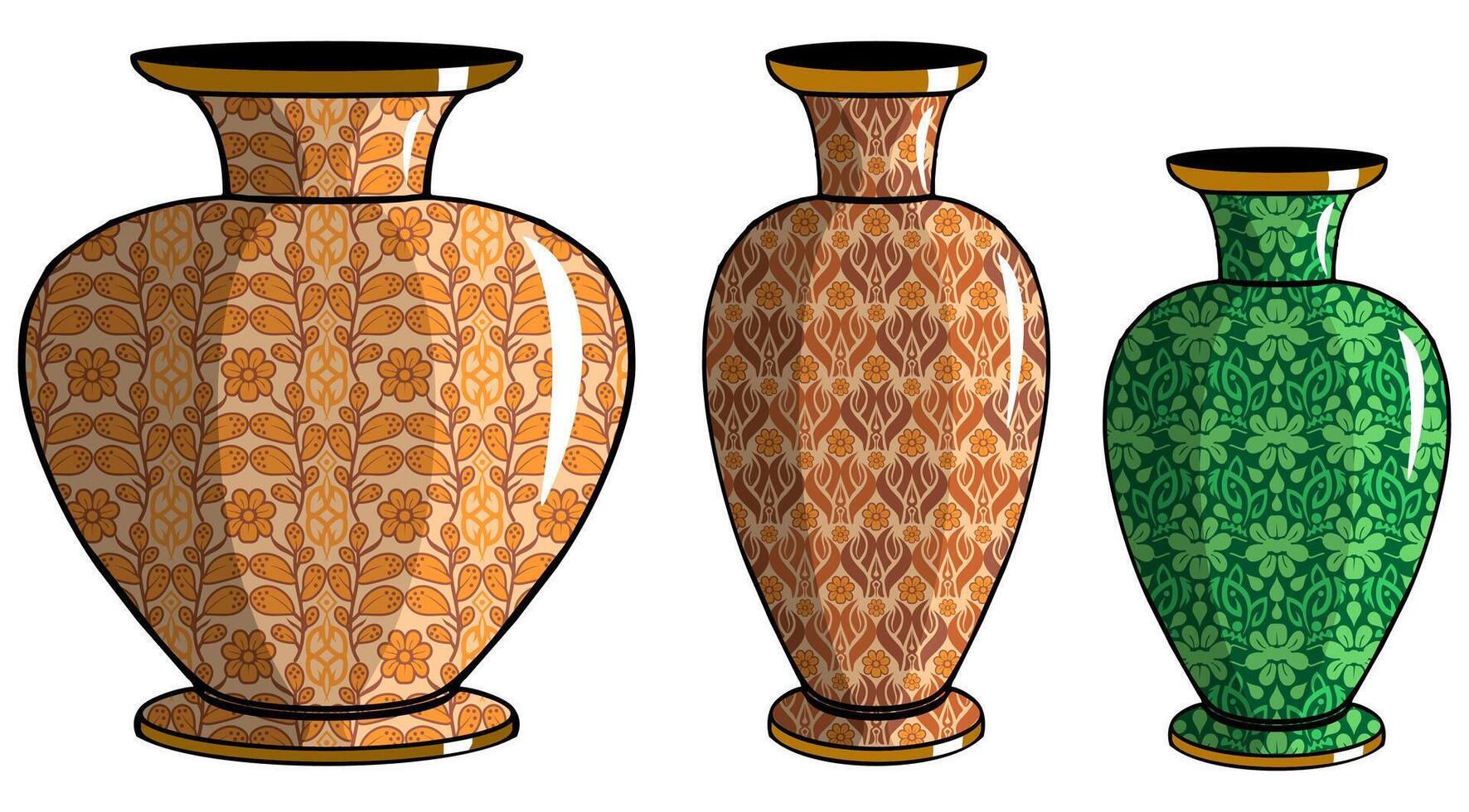 Javanese urn with batik motif vector
