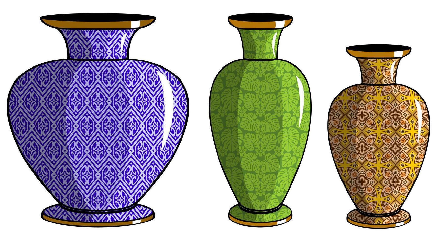 Javanese urn with batik motif vector