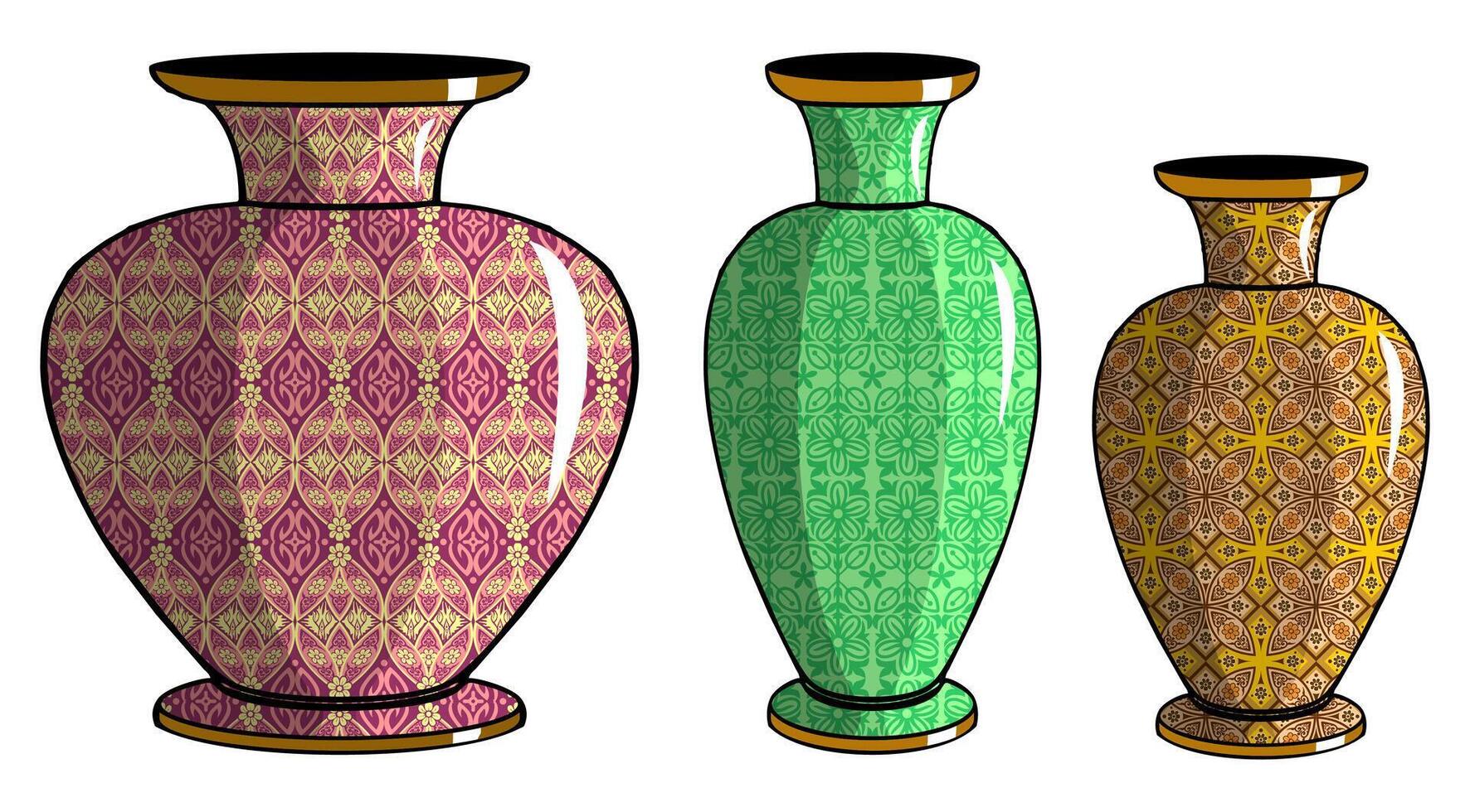 Javanese urn with batik motif vector
