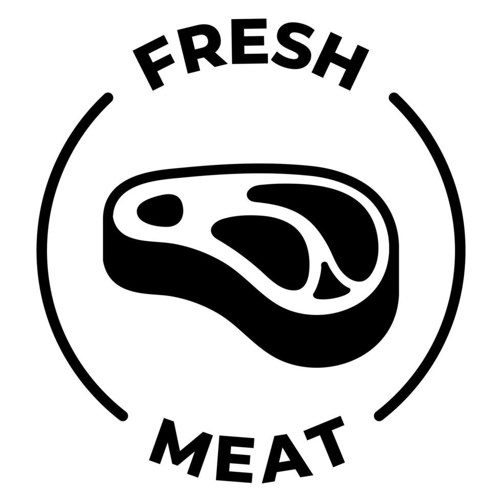 Fresh meat icon. Fresh meat illustration. Premium beef emblem, badge, sign, symbol, stamp or seal. Organic beef circle logotype. vector
