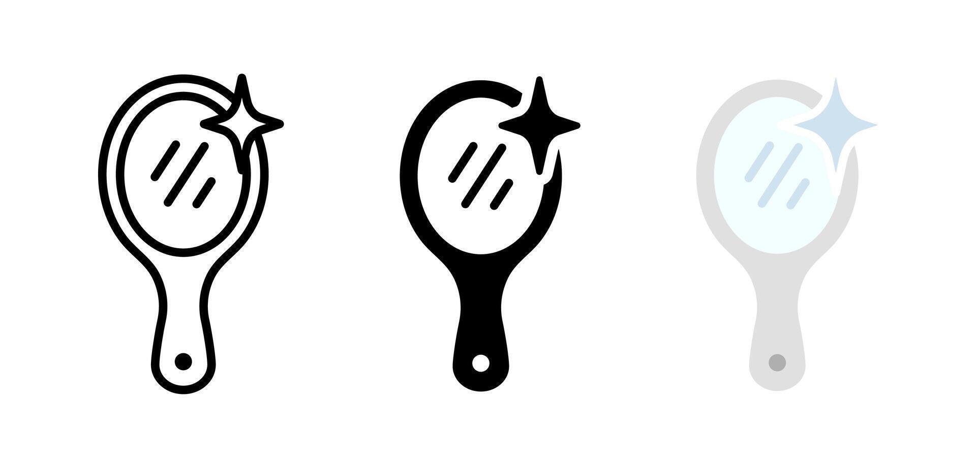 Mirror icon. Shiny mirror illustration. Silver portable beauty reflection concept. vector