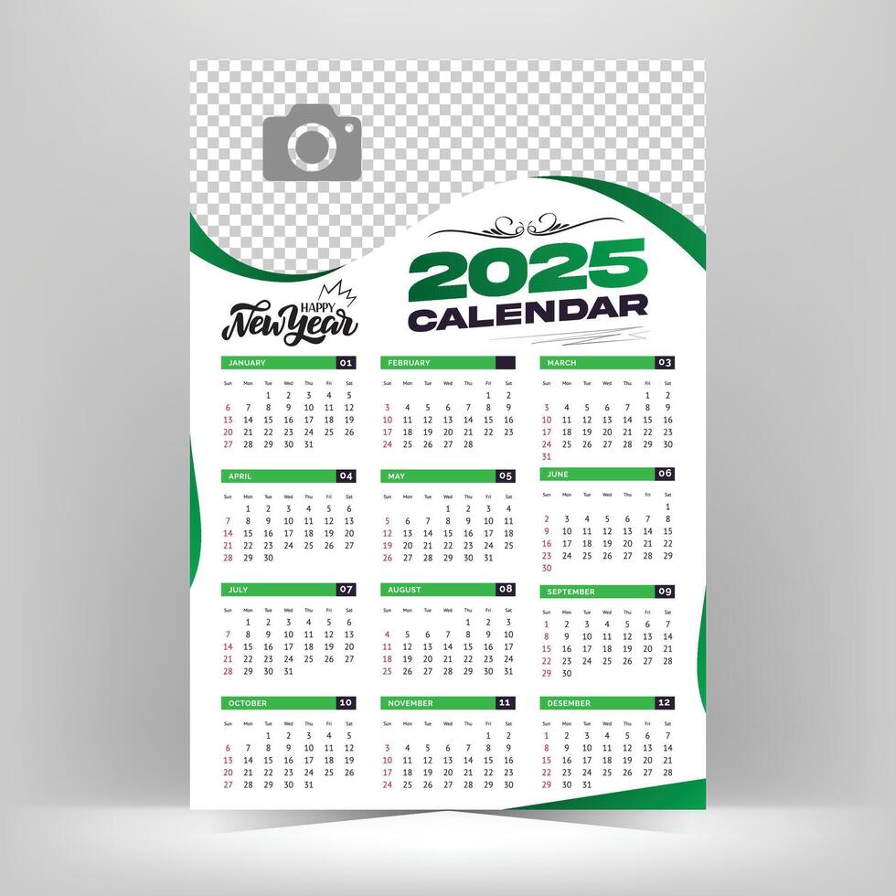 Abstract Calendar Design 2025 Premium Template vector