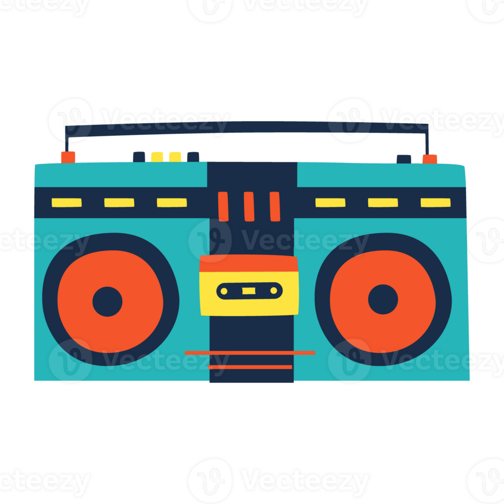 Retro radio tape illustration color style png