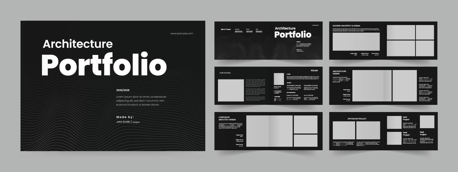 landscape portfolio brochure template architecture portfolio layout. vector