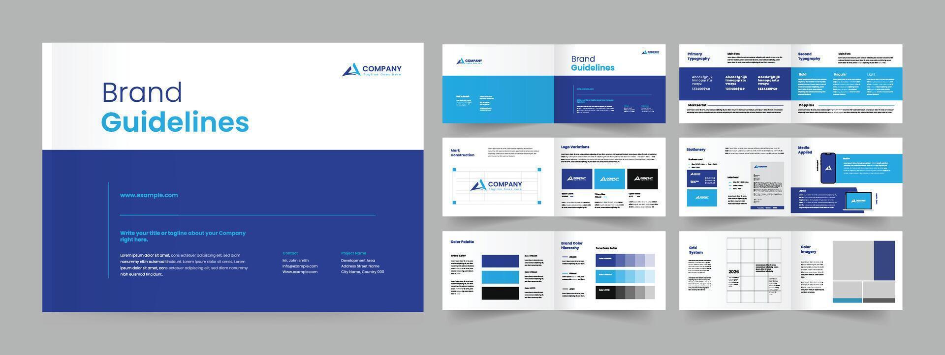 brand guideline template and guide brochure design vector