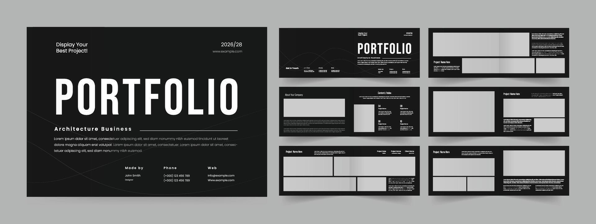 portfolio design a4 landscape portfolio book layout template. vector