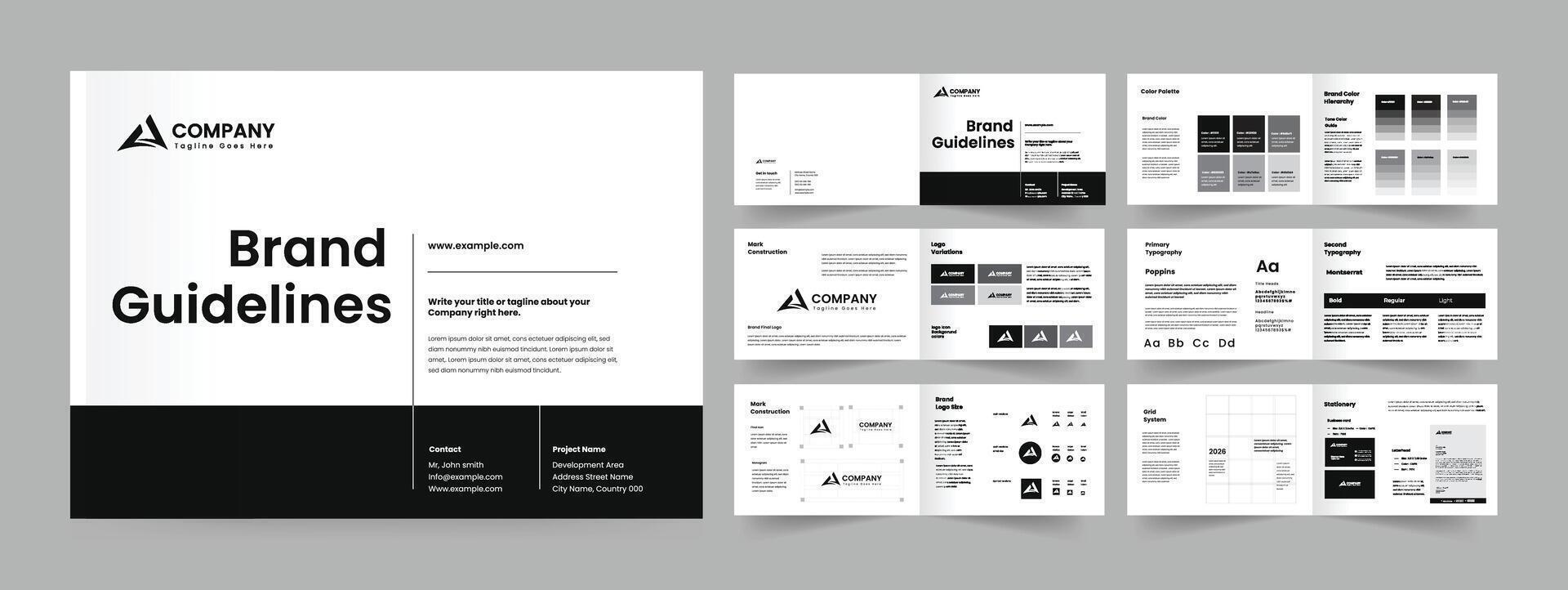 minimalist brand guideline template layout design creative brand guideline vector