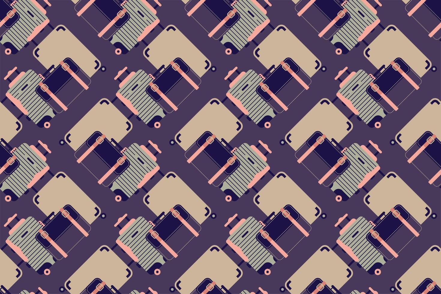 Seamless pattern background with flat luggage icon vector