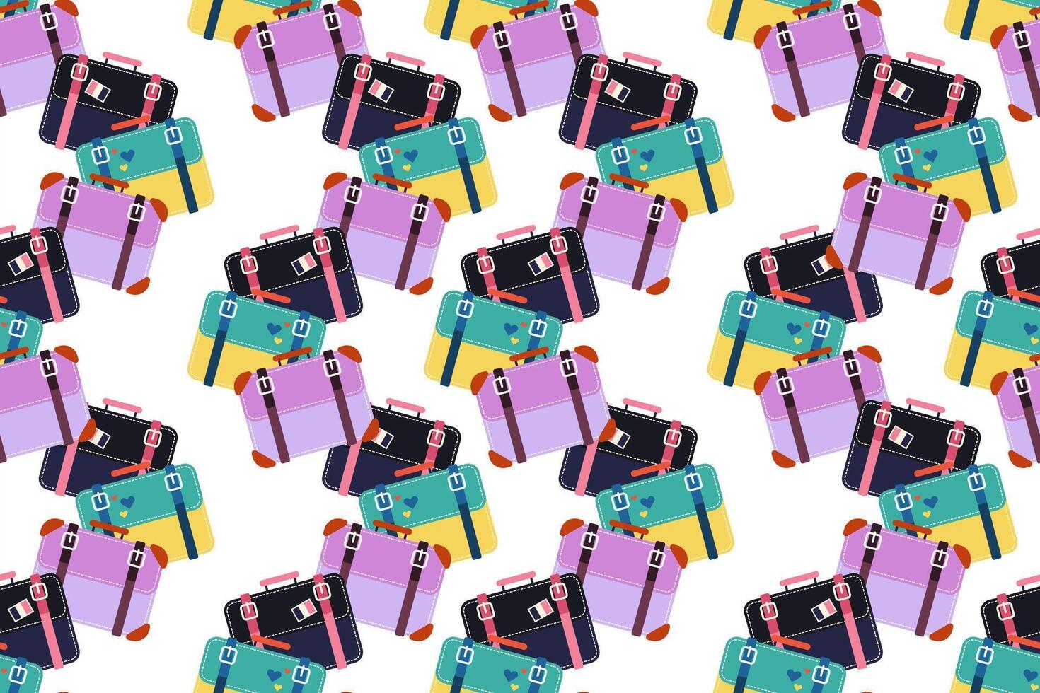 Seamless pattern background with flat luggage icon vector